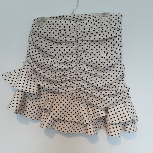 Zara Flirty Polka Dot Ruched Ruffle Skirt - Picture 2 of 6